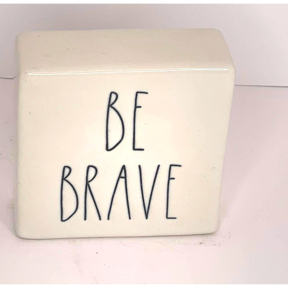 Rae Dunn Artisan Collection BE BRAVE / WORK HARD Motivational Paperweight - Picture 1 of 2
